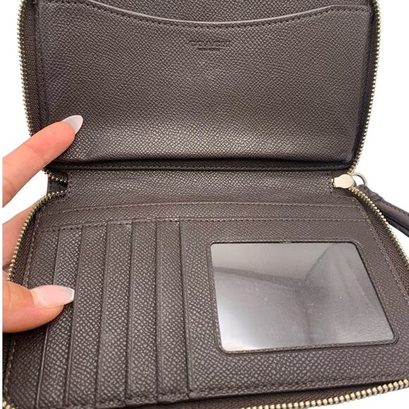 COACH Brown Gray Signature Wallet Wristlet - Picture 5 of 8